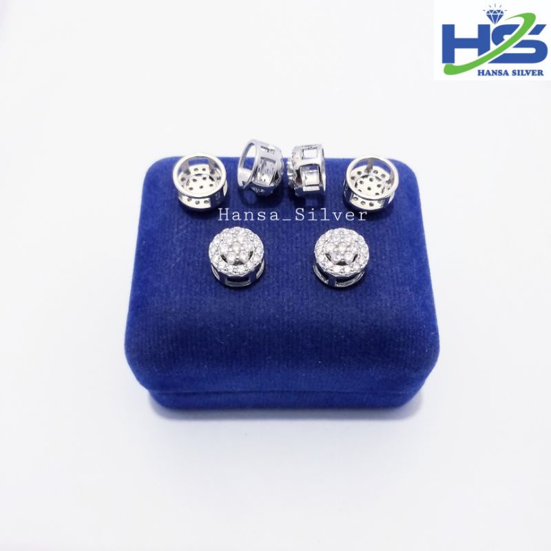 Kalung Perak Wanita Silver Asli 925 Lapis Emas Putih Italy Santa Liontin Bunga - Kalung Wanita Anti Karat