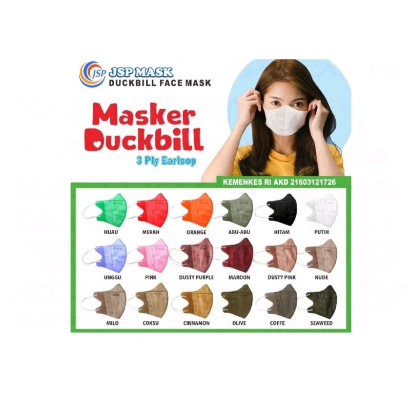 Masker duckbill polos garis hidung isi 50 pcs