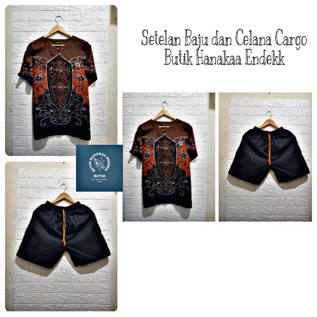 Set/Setelan Baju dan Celana Cargo Etnik Gala Pria/Wanita (Unisex)