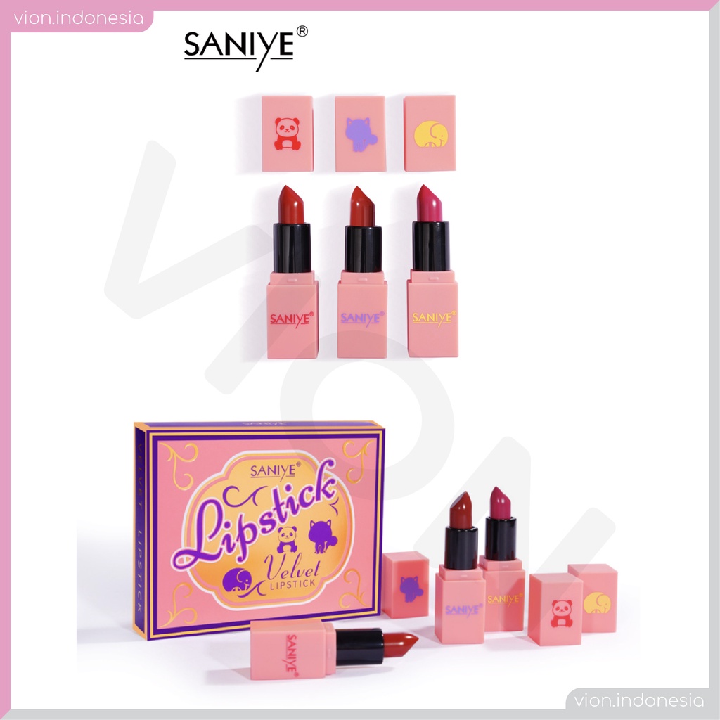 SANIYE Mini Velvet Lipstick Matte Panda Waterproof Long Lasting 6 Warna Tahan Lama Lipstik Original SA009