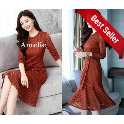 HOT Dress Import Sexy Party Midi Mini Pesta Lace Brukat Korea Green Red Wanita Murah