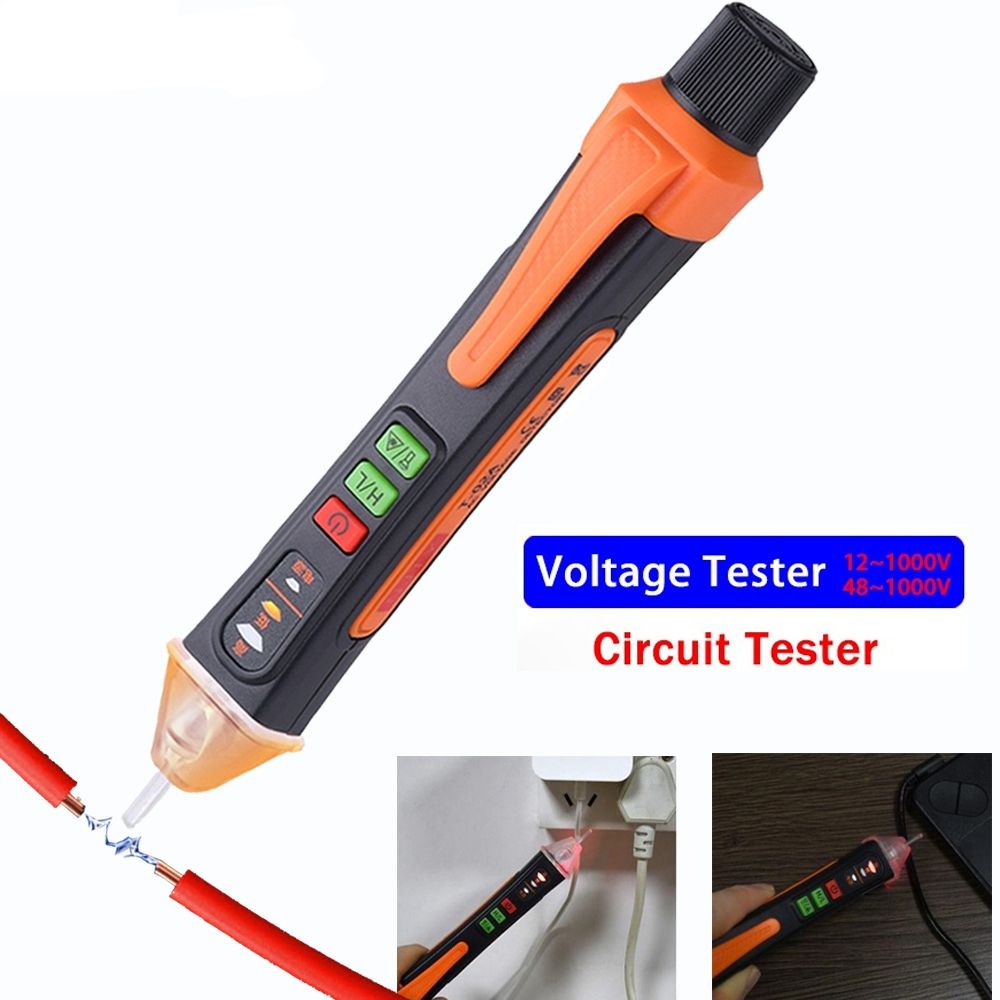 Quinton Tespen Tester Tegangan Listrik 48-1000v Dengan Sensor Inframerah + Senter