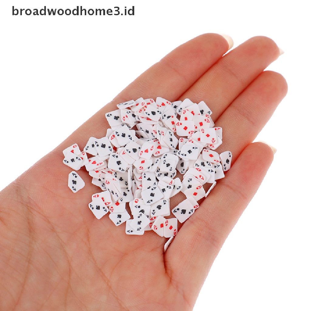 (Home) 10g / Kantong Serpihan Polymer Clay Bentuk Kartu Poker 3D Untuk Dekorasi Nail Art