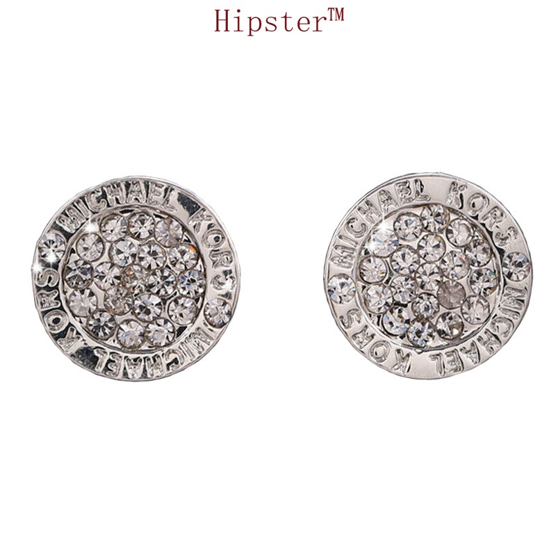 New Best-Selling Unisex Style Geometric Diamond-Embedded Platinum Stud Earrings