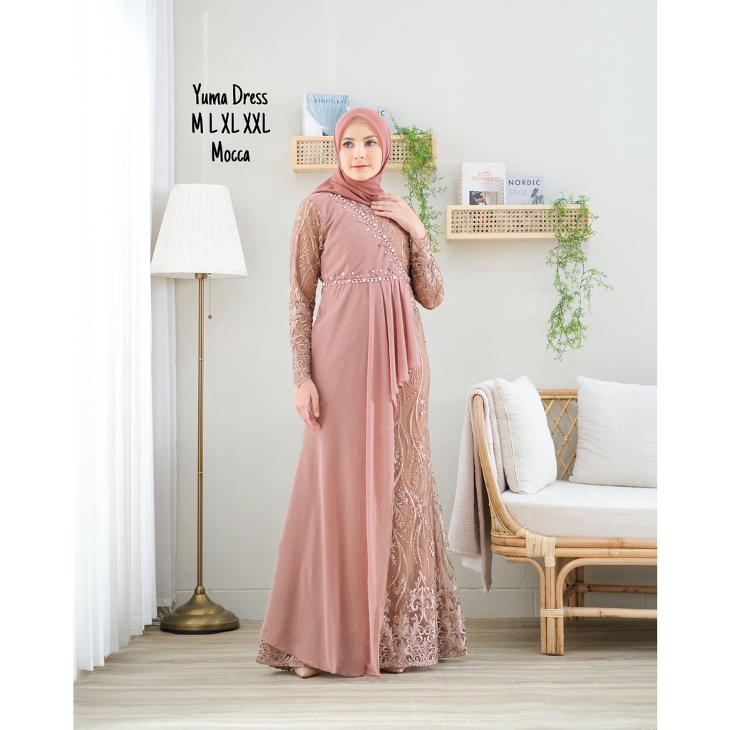 DRESS YUMA / GAMIS TERBARU YUMA DRESS FULL BRUKAT CERUTY BABU DOLL / GAMIS PESTA CERUTY / KEBAYA MODERN ORIGINAL / KEBAYA BRUKAT