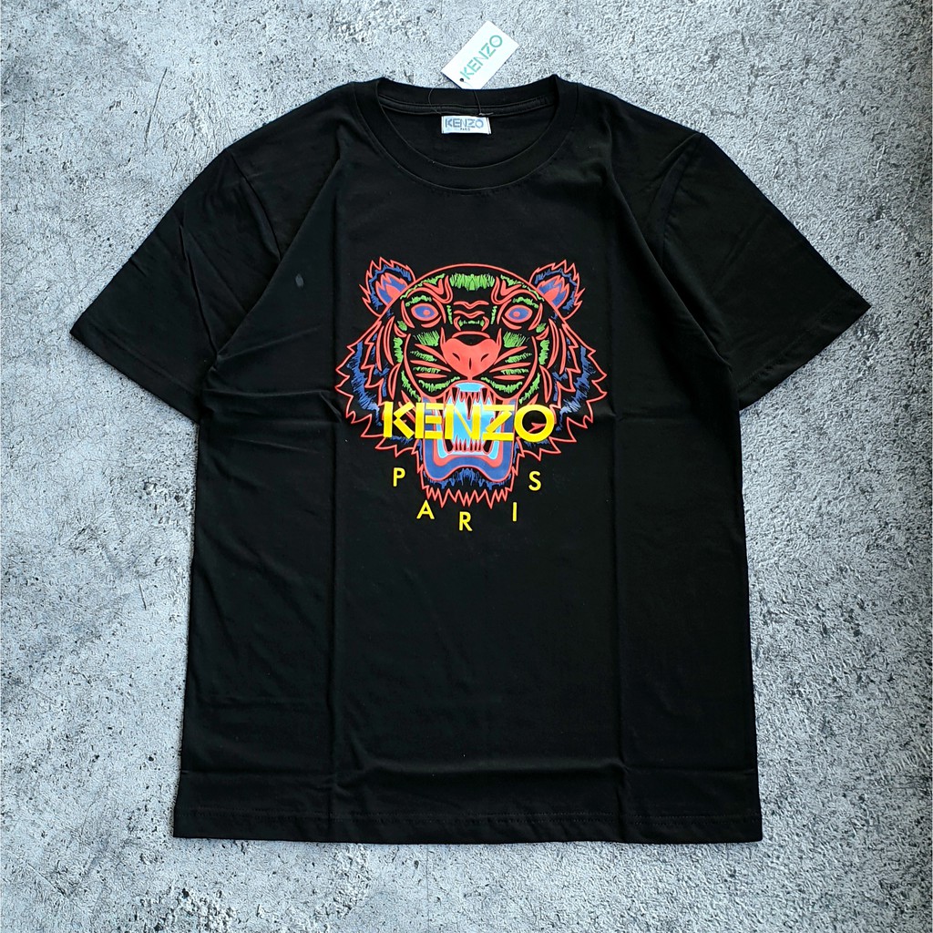 KAOS BAJU TSHRIT KENZO TIGER RGB LOGO BLACK MIRROR ORIGINAL