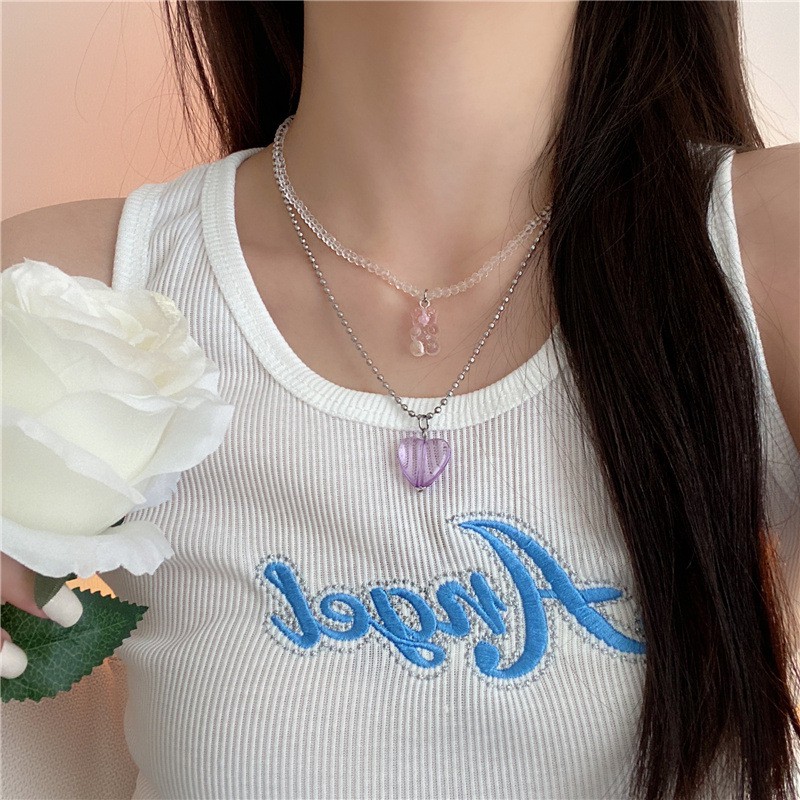 Two-piece Necklace Accessories Bear Love Pendant Chain Leisure