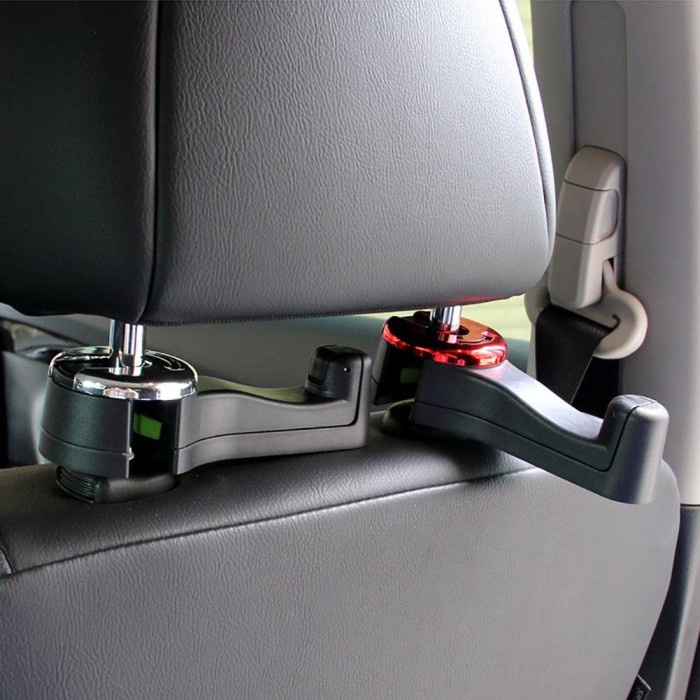 Double Dual Hook Holder Car Phone Holder Gantungan Jok Organizer Mobil Headrest