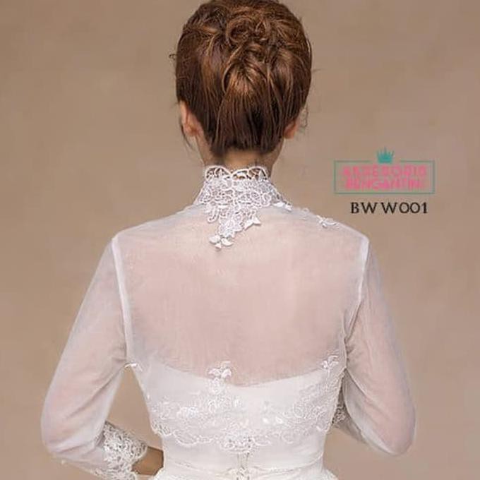 Best Seller Aksesoris Bolero Pesta Wedding Pengantin Lengan Panjang Putih-Bww 001