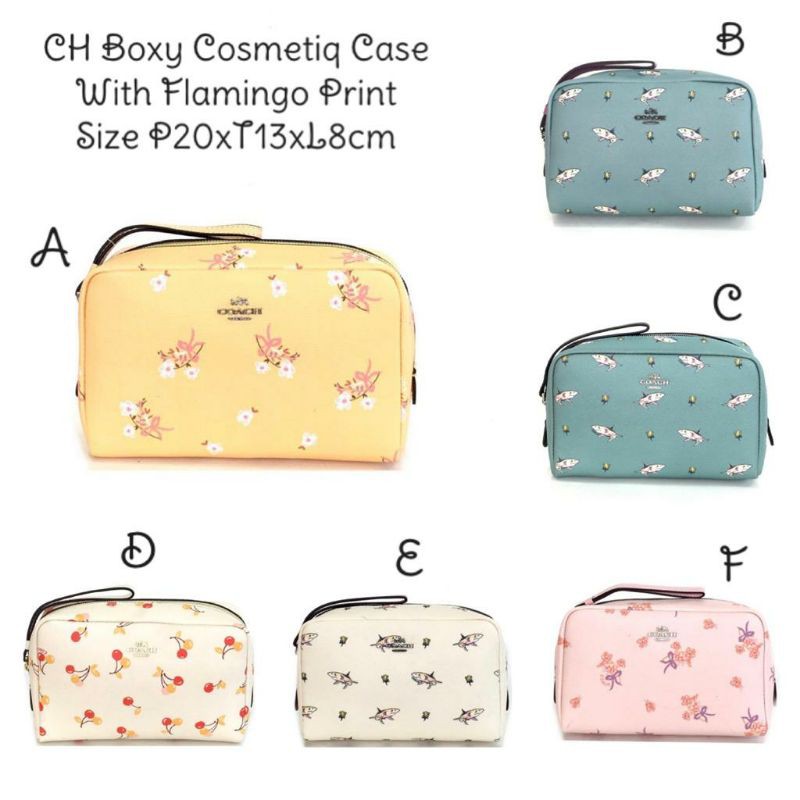 

COACH Boxy Cosmeriq Case With Flamingo Print