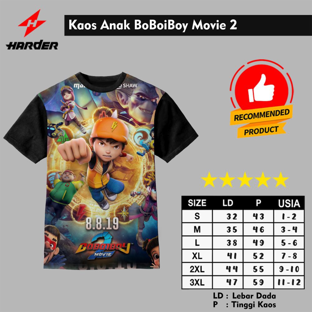 Baju Kaos Anak Laki-Laki Dan Perempuan Boboiboy-TheMovie 2 - Zipzip