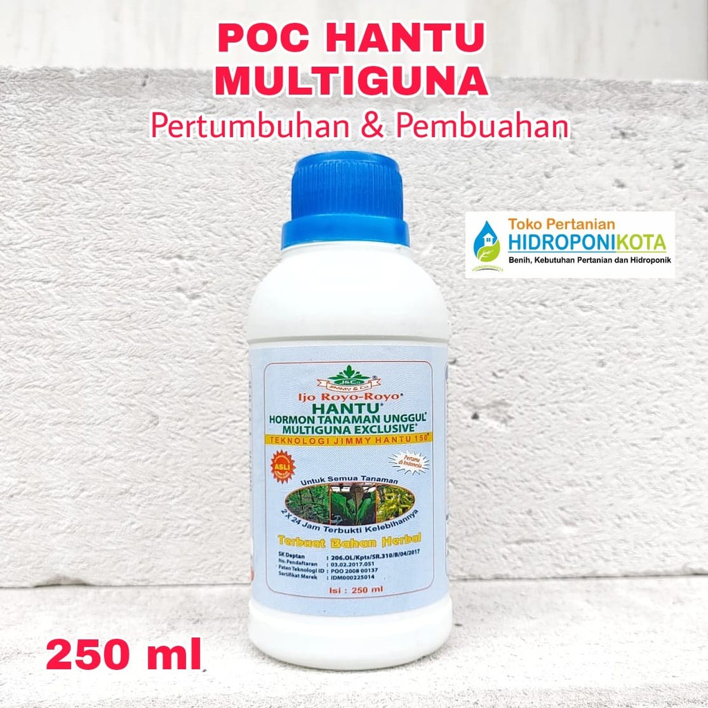 pupuk HANTU MULTIGUNA 250 ML - pupuk organik cair -  pupuk daun - pupuk bunga - pupuk buah - merk JIMMY HANTU