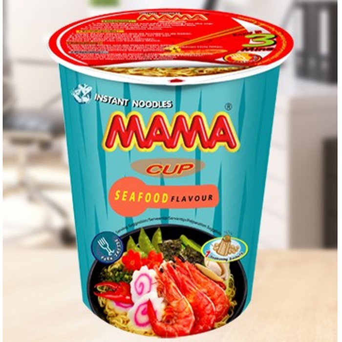 MAMA Cup Noodle Seafood Flavour 60gr Made in Thailand Mi Instan