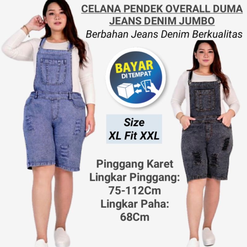 Overall Celana Kodok Wanita Dewasa Jeans Pendek Jumbo Ripped Sobek Kekinian Murah | Baju Kodok Jins