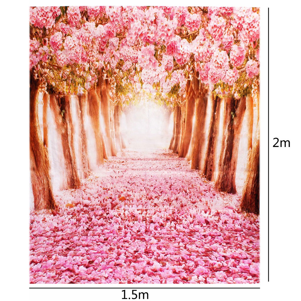 Backdrop Background Motif Jalan Taman Pohon Sakura Ukuran 5x7ft Untuk Studio Foto Eb Shopee Indonesia