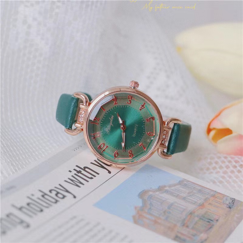 [Bayar Di Tempat] Jam Tangan Wanita Analog Quartz Strap Pu Leather Dial Bulat Korean Fashion