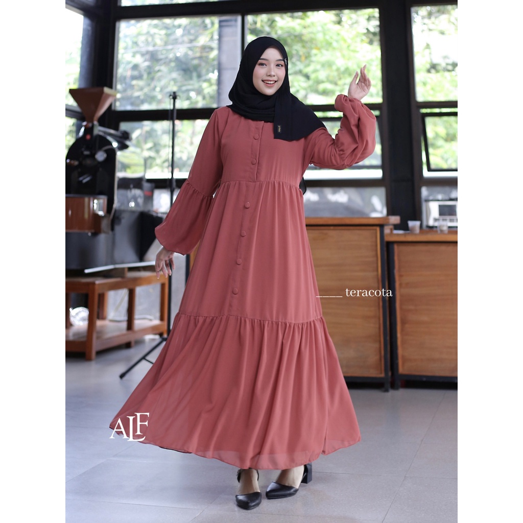 Alfaina Kaleya Midi Dress Gamis Midi