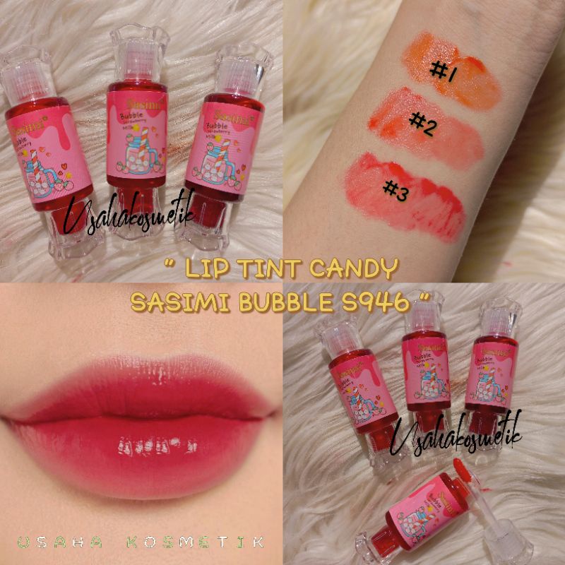 PROMO!! LIP TINT WATER CANDY SASIMI KARAKTER MERMAID//ALOE VERA// BUBBLE MILK TEA