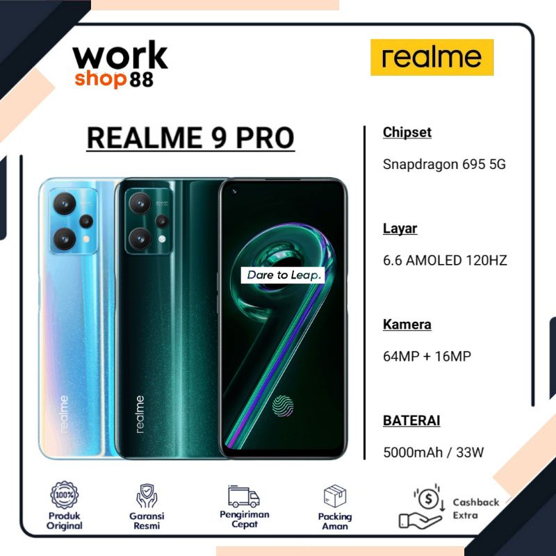 Terbaru Hp Realme 9 Pro 5G 8/128 Ram 8GB Rom Internal 128GB - New Original Garansi Resmi - Baru Chip