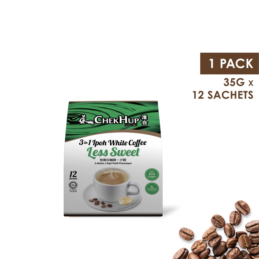 CHEK HUP 3-IN-1 IPOH WHITE COFFEE LESS SWEET CHEKHUP HALAL ISI 12