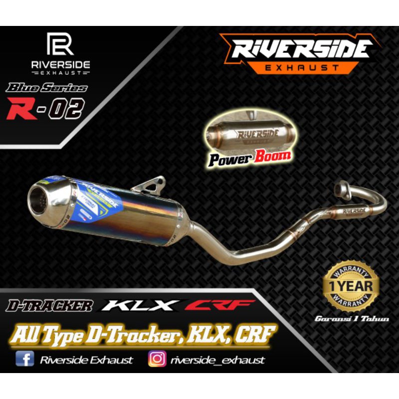 KNALPOT RACING CRF 150L KLX DTRACKER ORIGINAL RIVERSIDE EXHAUST BLUE SERIES R-02 GARANSI / Knalpot C