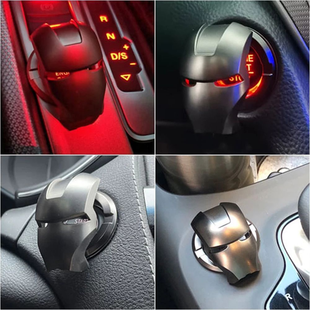 QUINTON Convenient Protective Cover Creativity Car Switch Button Cover Engine Ignition Start Stop Button Car Accessories Interior Parts Decoration Sticker Switches Parts High Quality Car Interior Iron Man/Multicolor