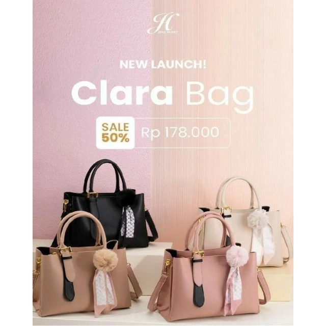 JH CLARA✅JIMSHONEY CLARA SATCHEL BAG TAS WANITA DGN PITA DAN POMPOM