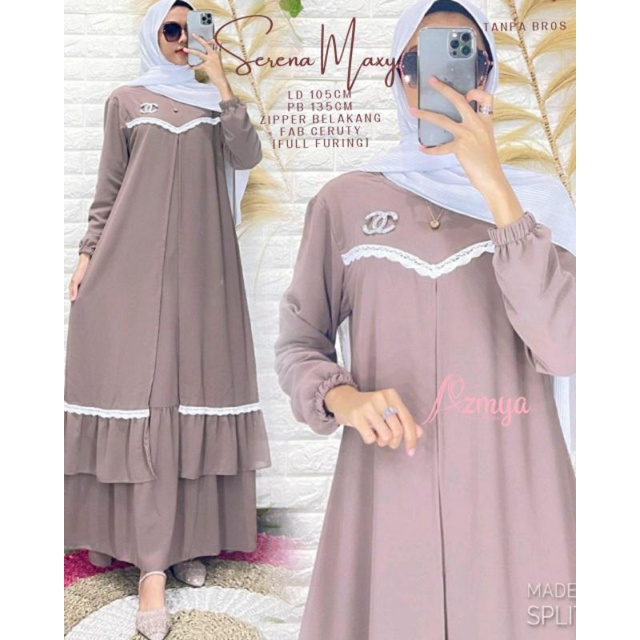 SERENA Maxy Gamis Malaysia Bahan Ceruty Full Furing LD 105