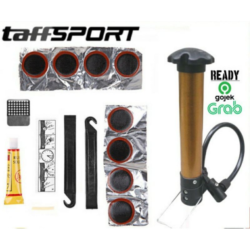 alat tambal ban sepeda komplit / pompa + alat tambal ban sepeda set / pompa ban sepeda PAKET