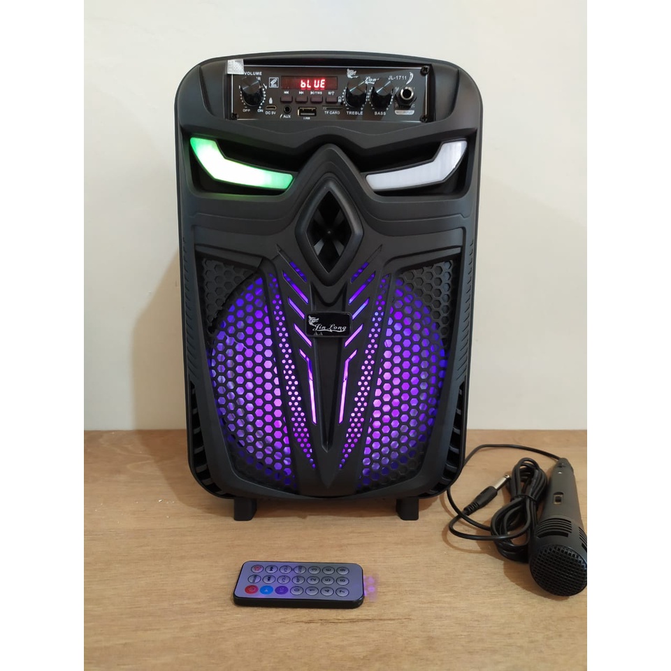 Speaker bluetooth karaoke 8,5 inch x bass radio fm LED extra bass Best Qualiity cas rechargeable super bass speaker jinlong Termurah