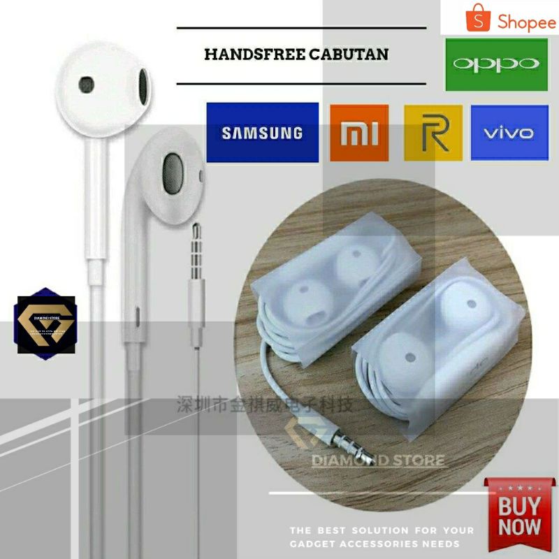 Handsfree / Headset / Hf ORIGINAL Cabutan Oppo Samsung Xiaomi Vivo