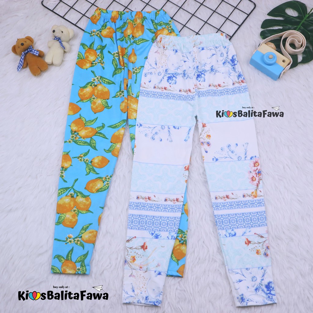 Legging Carlissa uk 8-10 Tahun / Celana Anak Panjang Perempuan Leging Salur Tanggung Murah Adem