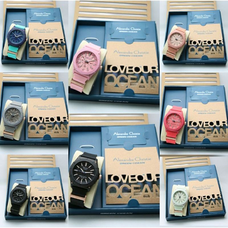 Jam Tangan Wanita Alexandre Christie AC6584/AC 6584 Green Ocean Original