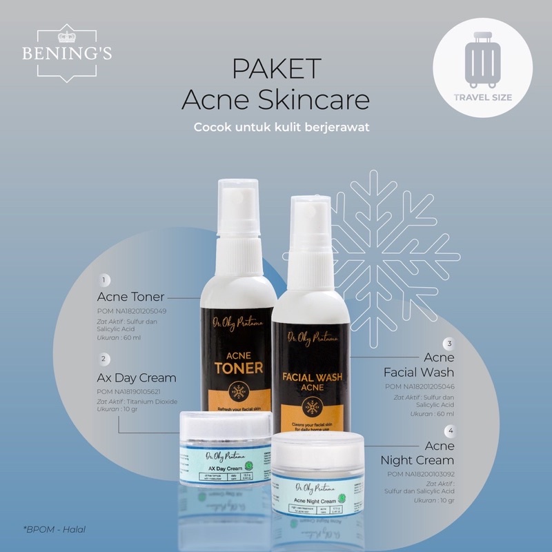 Bening's Acne Skincare Travel Size | Paketan Jerawat dan Beruntusan BY DR oky pratama