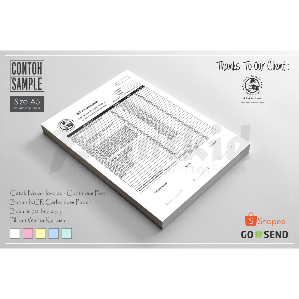 Cetak Notakwitansi Ukuran A5 2 Ply