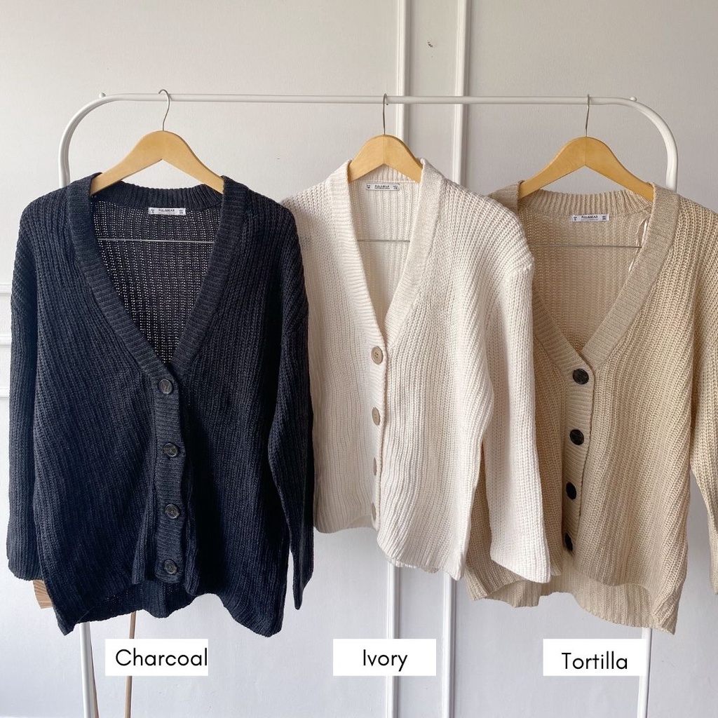 Pull&Bear Long Knit Button Cardigan - Outer Wanita-3