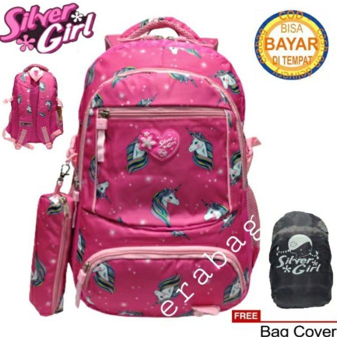 Perdanalaku1 Jual Tas Ransel Sekolah Wanita Remaja Backpack Kekinian Silver Girl B