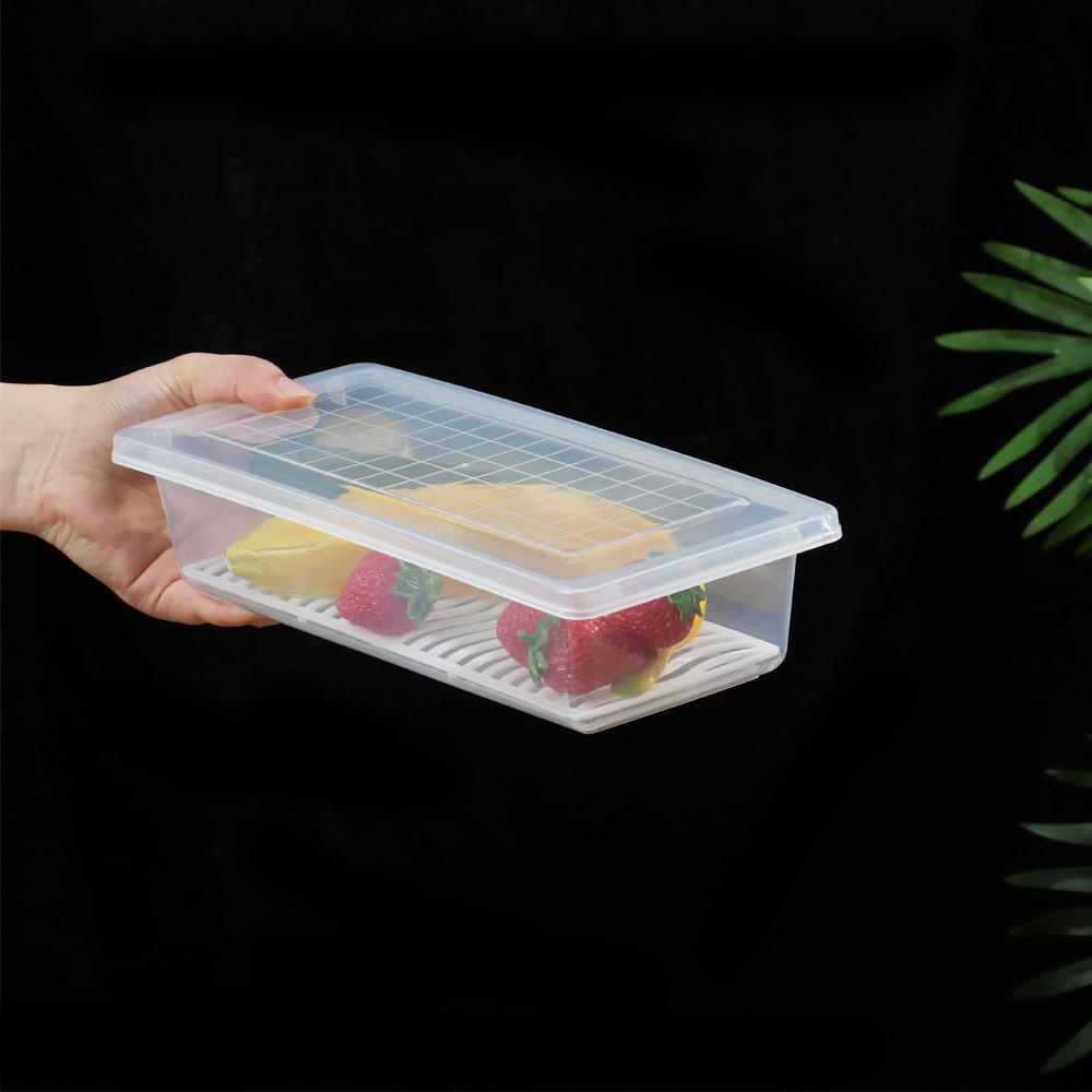 Wonder Drain Storage Box Persegi Panjang Kulkas Seal Pack Wadah Drainase Daging Sayur