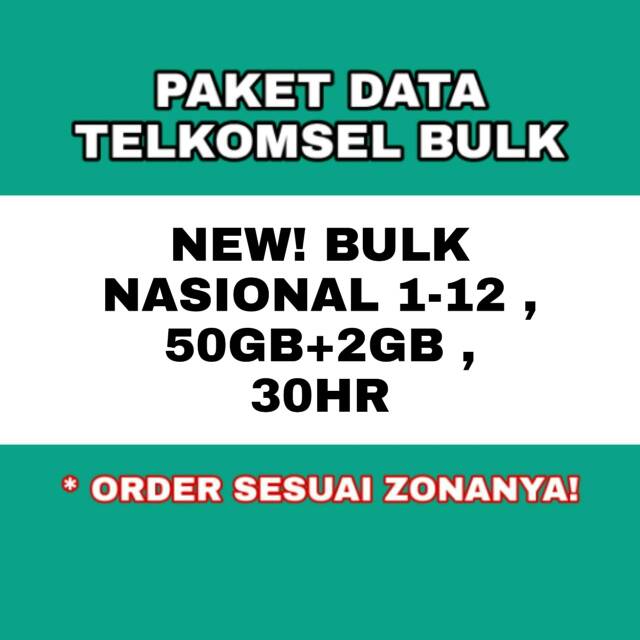 Paket data telkomsel nasional 50gb plus 2gb sebulan paket unlimited 30hari