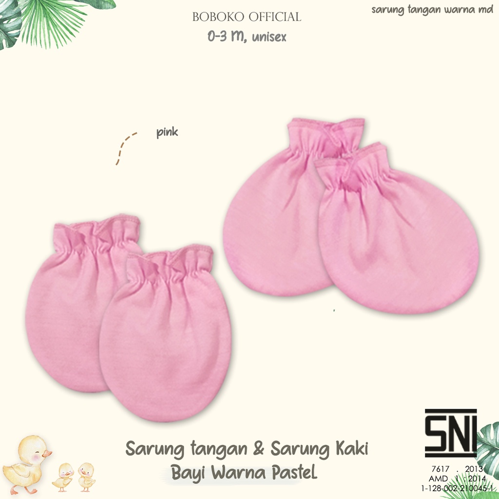 BOBOKO Sarung tangan dan sarung kaki bayi Warna Pastel serut