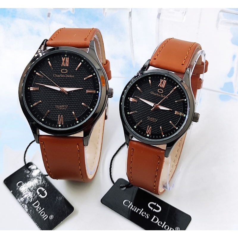 NEW ARRIVAL JAM TANGAN PASANGAN KEREN ORIGINAL CHARLES DELON KULIT