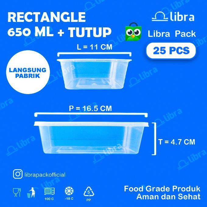 25 PCS THINWALL 650 ML BOX TEMPAT KOTAK MAKAN PLASTIK SEKALI PAKAI