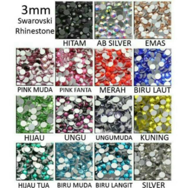 3mm(isi5000)bling bling decocase 3mm manik manik isi besar +-5000 pcs  manik manik naik art henna