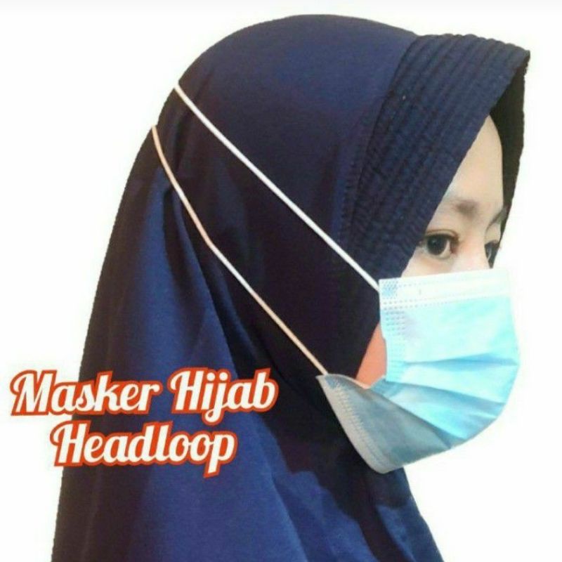 [MURAH] Masker hijab isi 50 izin kemenkes tebal 3ply/masker hijab BIRU disposable hijab Tebal