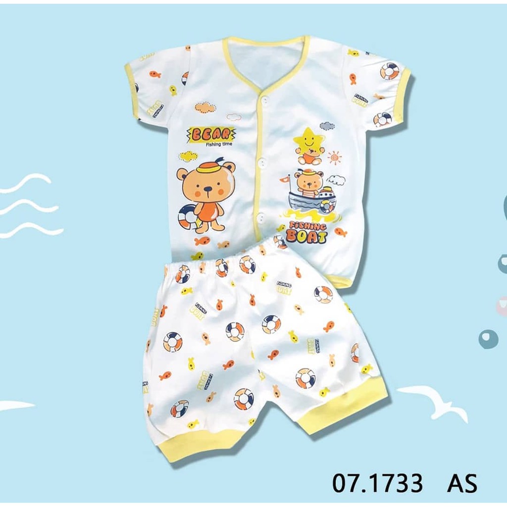 Setelan Baju Bayi lengan Pendek Gambar Fishing Boat