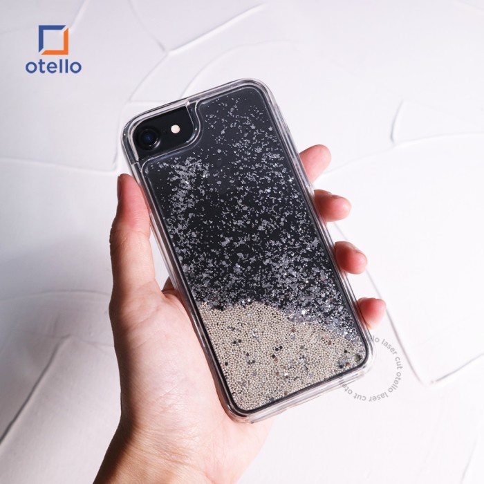 Otello Silver Liquid Glitter Premium Casing iPhone Case Mewah Unik