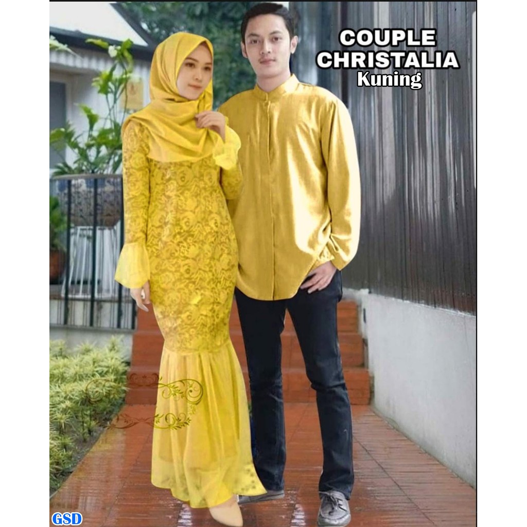 CP Christalia/ Brukat Couple Baju Kondangan/Baju Couple Muslim Suami Istri Terbaru