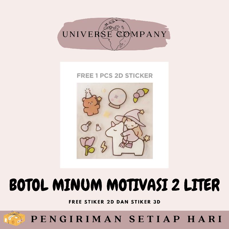 [UC] BOTOL MINUM MOTIVASI 2 LITER (FREE SEDOTAN, FREE STIKER 2D DAN FREE STIKER 3D)