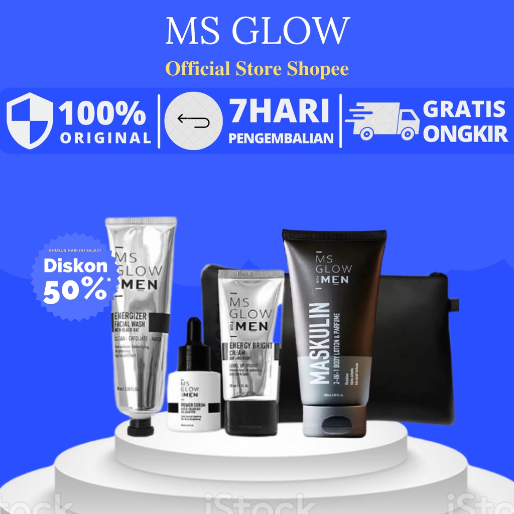 MS Glow Men paket Basic 3in1 / Skincare Pria MS Glow