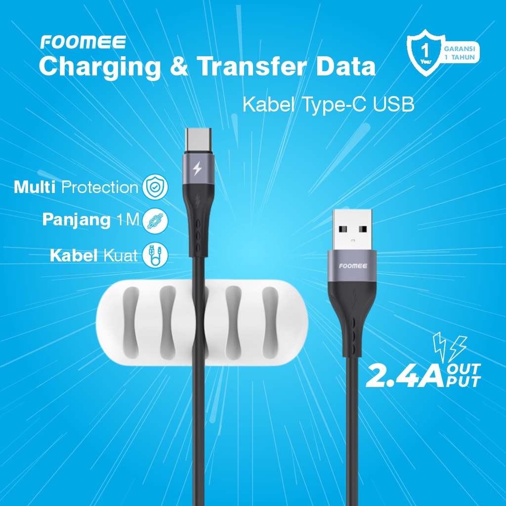 Foomee NF10 Cable Charge Type C Fast Charging 2.4A Original Kabel Data